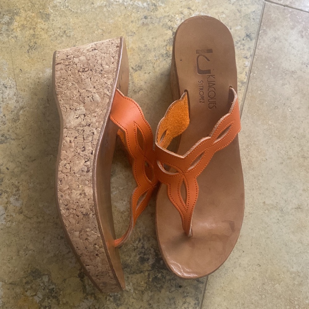KJACQUES St. Tropez wedge laser cut scent wedge sandal orange size 42 Eu…